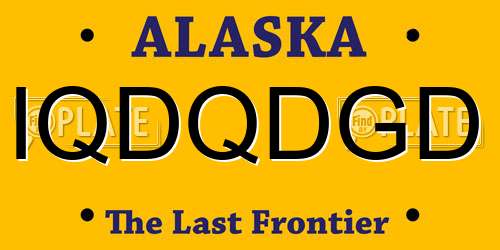 IQDQDGD Alaska License Plate