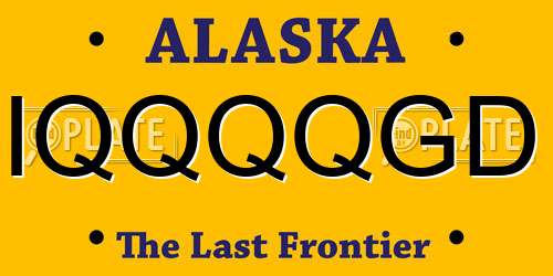 IQQQQGD Alaska License Plate