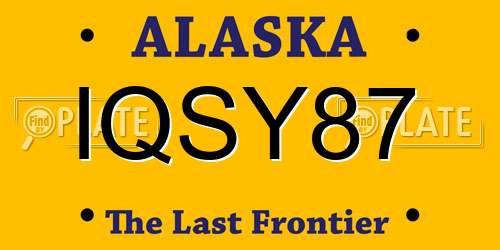 IQSY87 Alaska License Plate