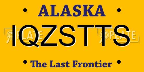 IQZSTTS Alaska License Plate