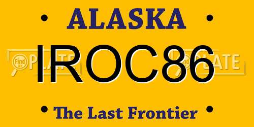 IROC86 Alaska License Plate