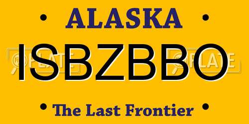 ISBZBBO Alaska License Plate
