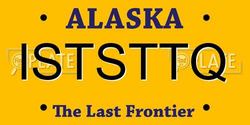 ISTSTTQ Alaska License Plate