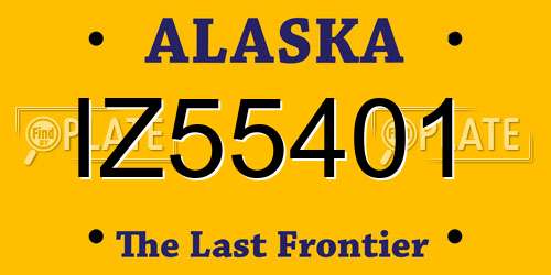 IZ55401 Alaska License Plate
