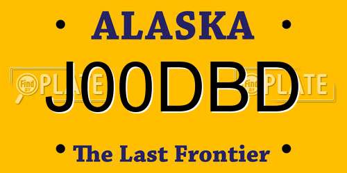 J00DBD Alaska License Plate