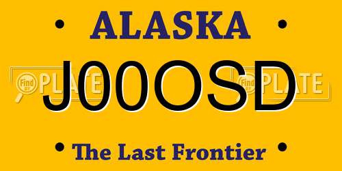 J00OSD Alaska License Plate