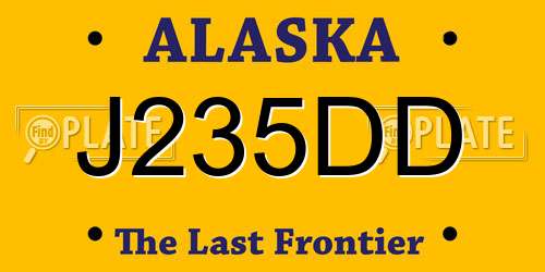 J235DD Alaska License Plate