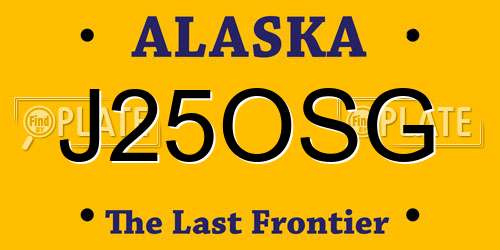 J25OSG Alaska License Plate