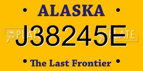 J38245E Alaska License Plate