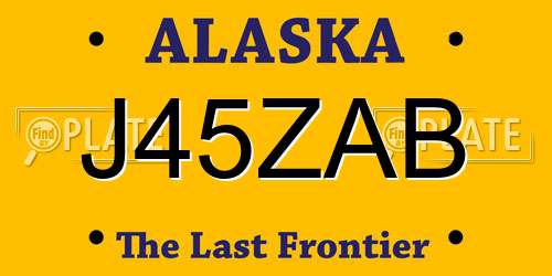 J45ZAB Alaska License Plate