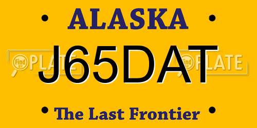 J65DAT Alaska License Plate