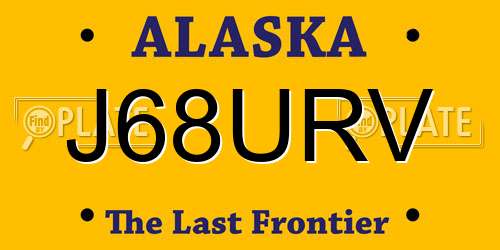 J68URV Alaska License Plate