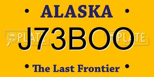 J73BOO Alaska License Plate