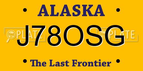J78OSG Alaska License Plate