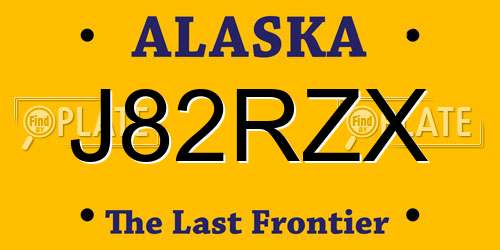 J82RZX Alaska License Plate