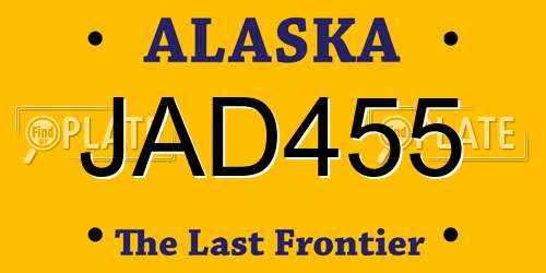 JAD455 Alaska License Plate