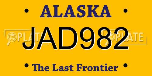 JAD982 Alaska License Plate