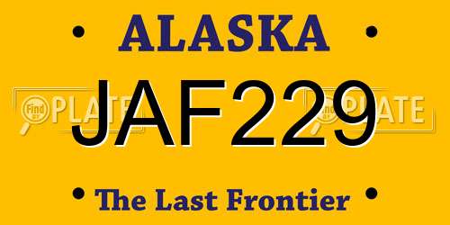 JAF229 Alaska License Plate