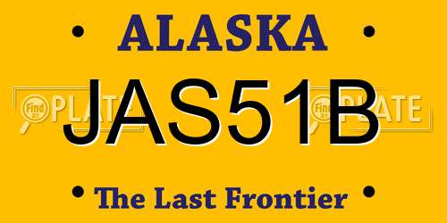 JAS51B Alaska License Plate