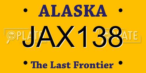JAX138 Alaska License Plate