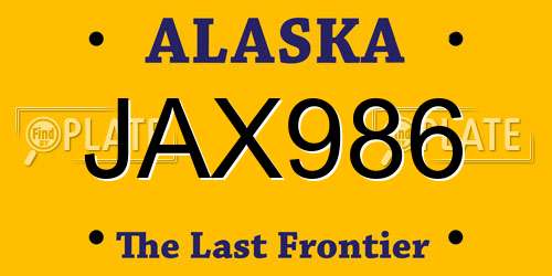JAX986 Alaska License Plate