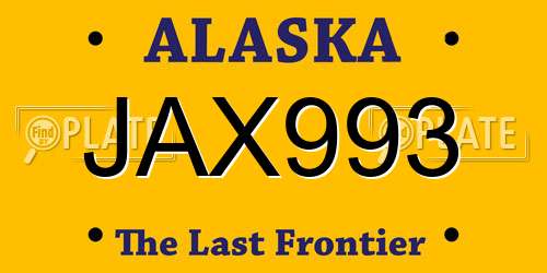 JAX993 Alaska License Plate