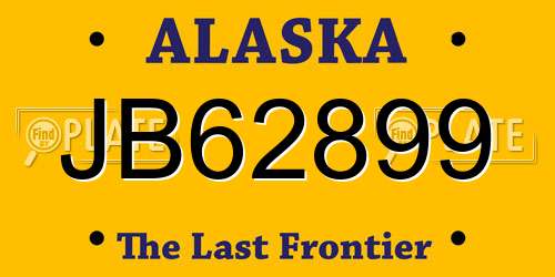 JB62899 Alaska License Plate