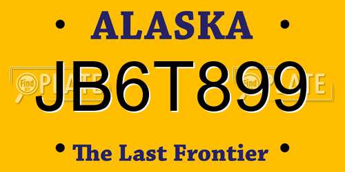JB6T899 Alaska License Plate