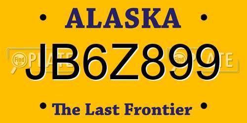 JB6Z899 Alaska License Plate