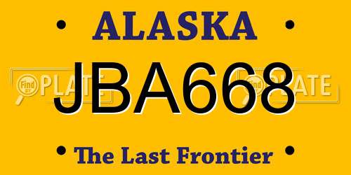JBA668 Alaska License Plate