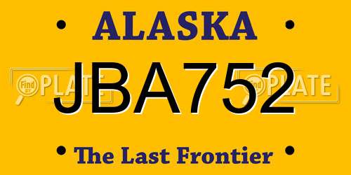JBA752 Alaska License Plate