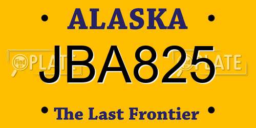 JBA825 Alaska License Plate