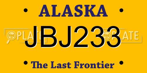JBJ233 Alaska License Plate