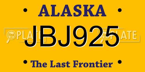 JBJ925 Alaska License Plate
