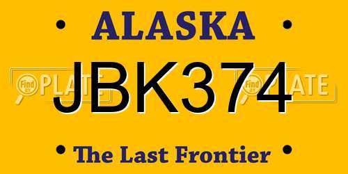 JBK374 Alaska License Plate