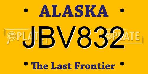 JBV832 Alaska License Plate