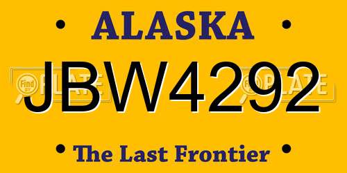 JBW4292 Alaska License Plate