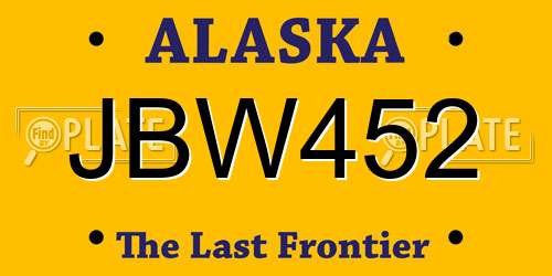 JBW452 Alaska License Plate