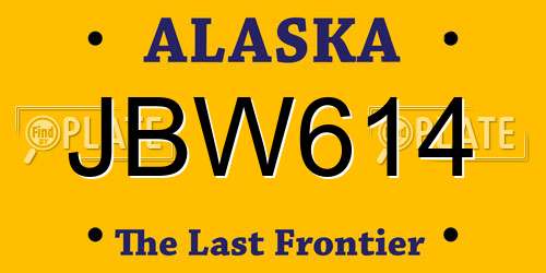 JBW614 Alaska License Plate