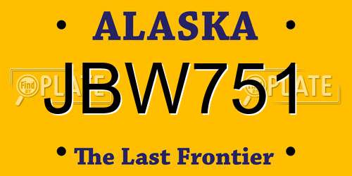 JBW751 Alaska License Plate