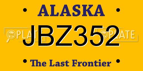 JBZ352 Alaska License Plate