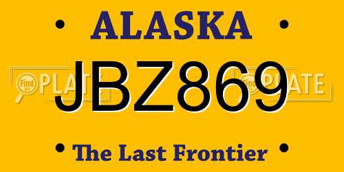 JBZ869 Alaska License Plate