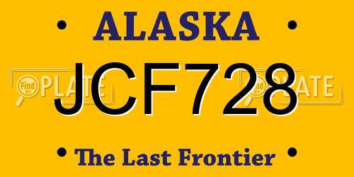 JCF728 Alaska License Plate