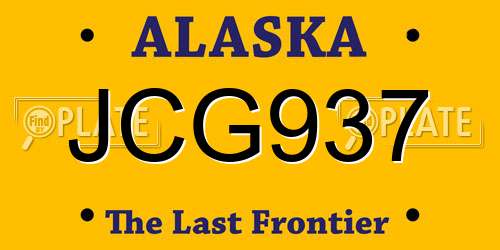 JCG937 Alaska License Plate