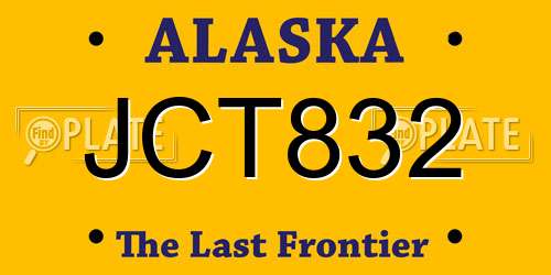 JCT832 Alaska License Plate
