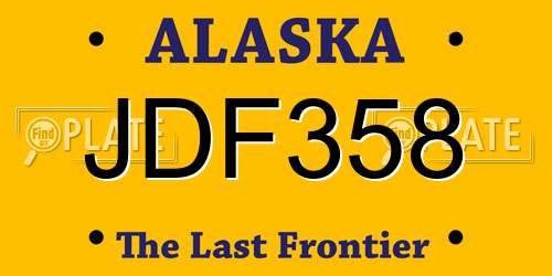 JDF358 Alaska License Plate