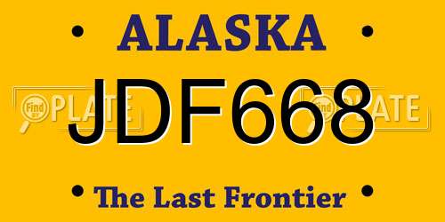 JDF668 Alaska License Plate