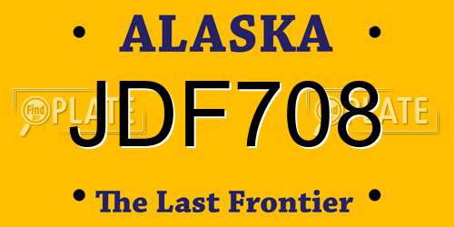 JDF708 Alaska License Plate