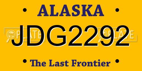 JDG2292 Alaska License Plate