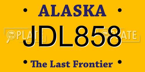 JDL858 Alaska License Plate